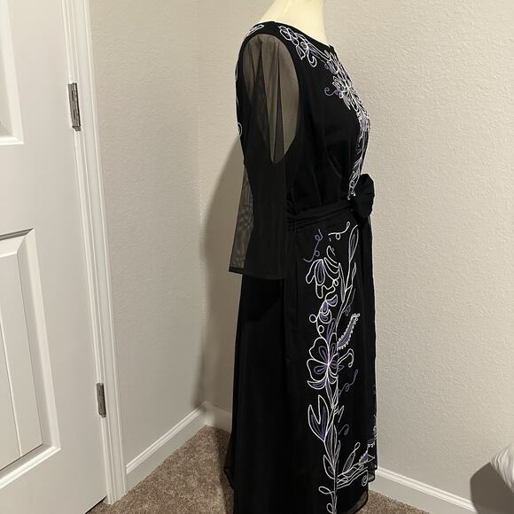 EShakti Whimsigoth Floral Embroidered Lace Dress Sz 20 2XL Dark Romance Sheer - Picture 4 of 13